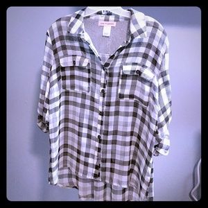 Plaid button up chiffon
